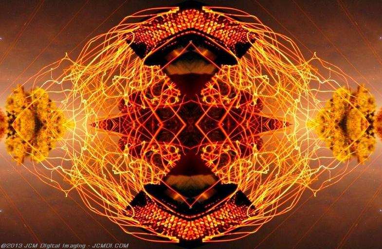 Long exposure chimney sparks quadroscopic artwork
